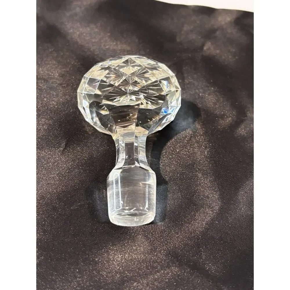 Vintage Cut Glass Decanter Stopper Starburst Faceted Round Replacement 3